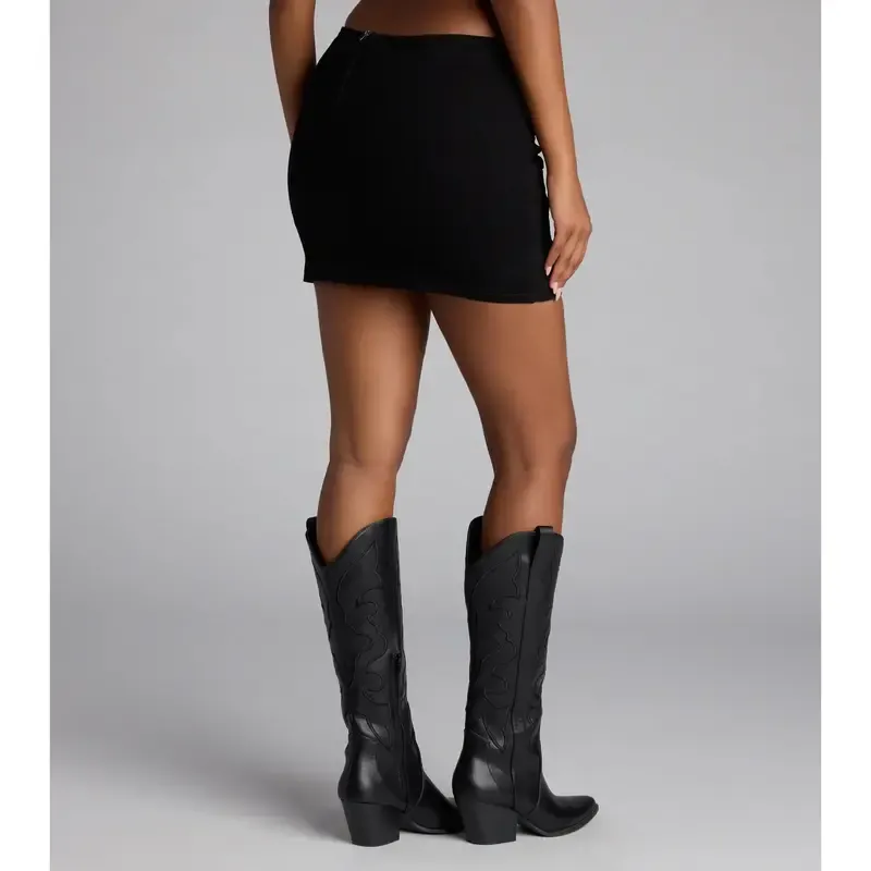 Vibecurve® Buckle Down High-Rise Denim Skort