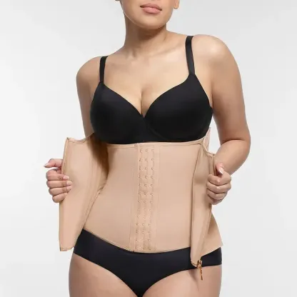 Vibecurve®Tummy Control Waist Trainer Shapewear Belts Double-layer Compression Womenswear Zipper Comfort Front and backcurved design 