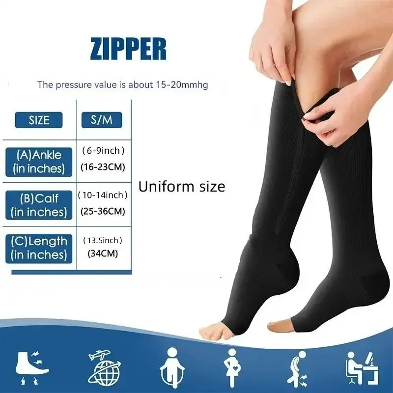 Vibecurve® Solid Color Zip-Up Knee-High Sports Socks