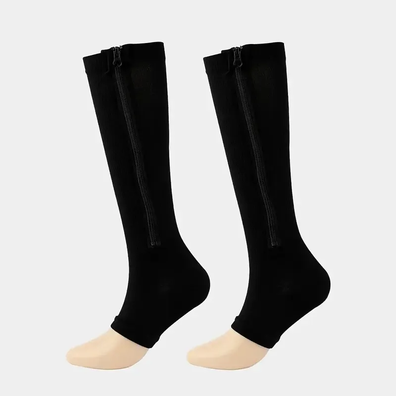 Vibecurve® Solid Color Zip-Up Knee-High Sports Socks