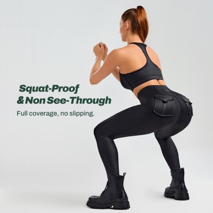 Vibecurve® Women’s Faux Leather Cargo Leggings