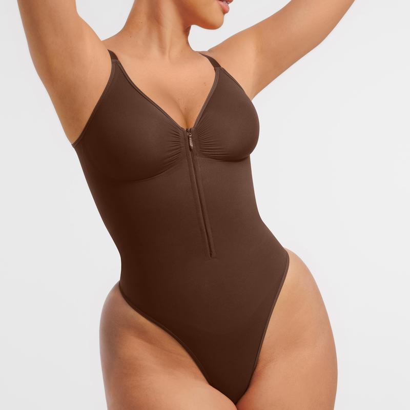 Vibecurve® Seamless Covered Bust Jumpsuit Thong Bodysuit