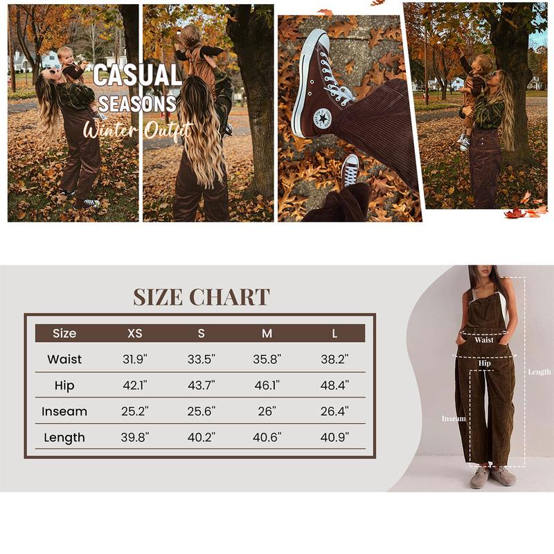 Vibecurve® Corduroy Overalls for Women Barrel Wide Leg Bib Corduroy Pants