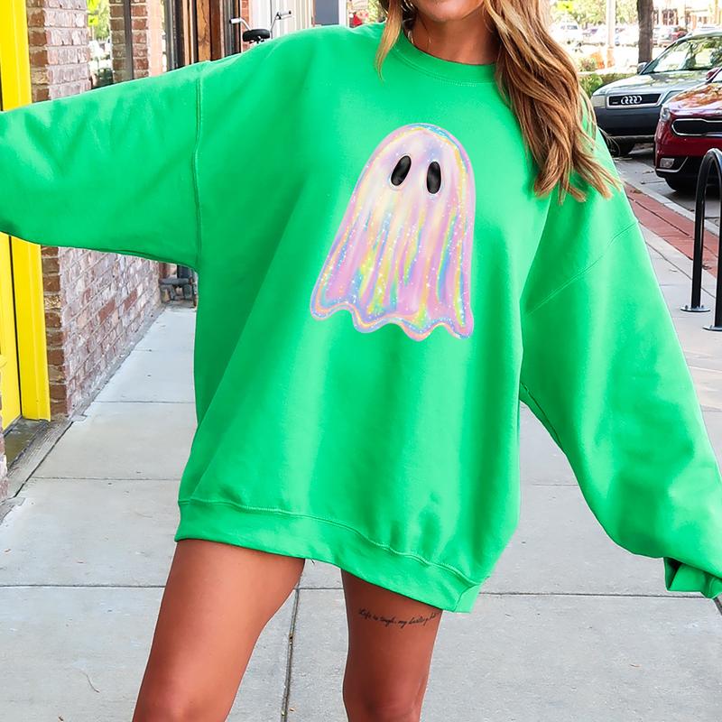 Vibecurve® Shimmering Ghost, Iridescent Ghost, Halloween Sweatshirt