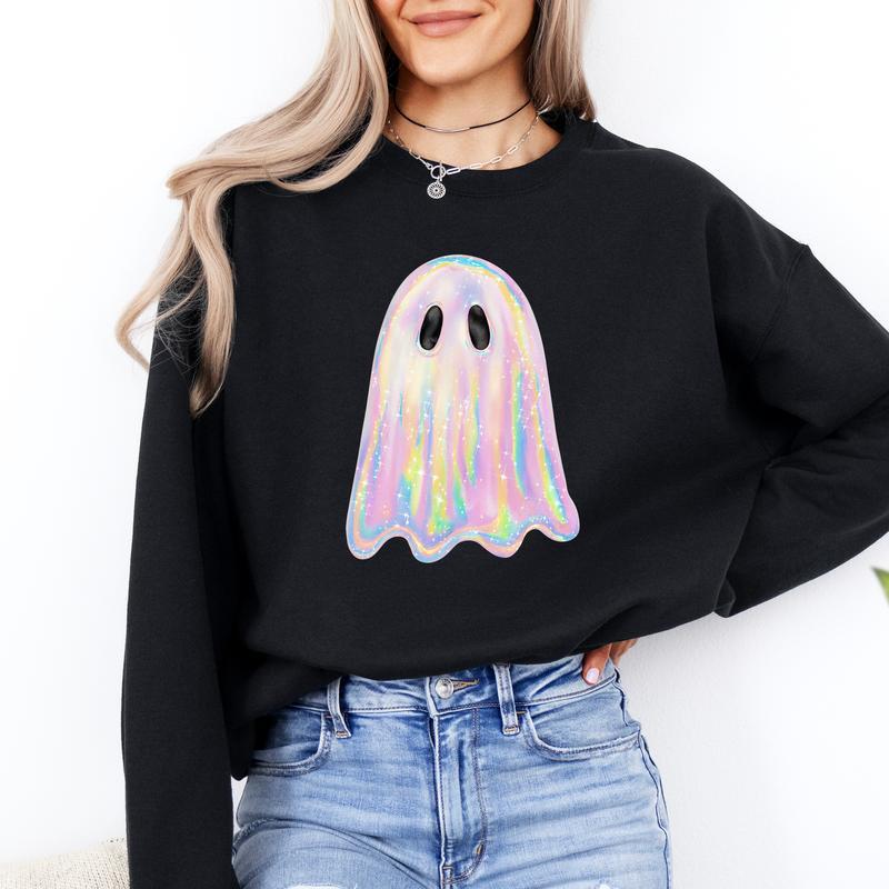 Vibecurve® Shimmering Ghost, Iridescent Ghost, Halloween Sweatshirt