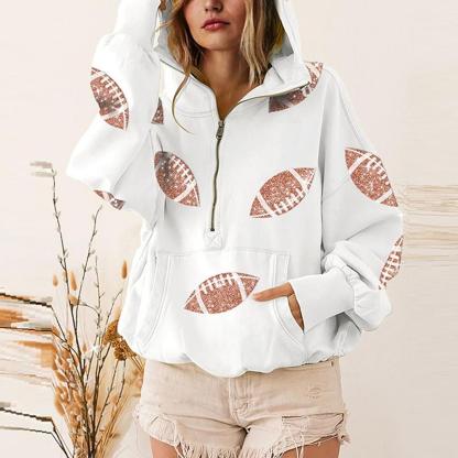 Vibecurve® Game Day Sweatshirts Football Sequin Hoodies
