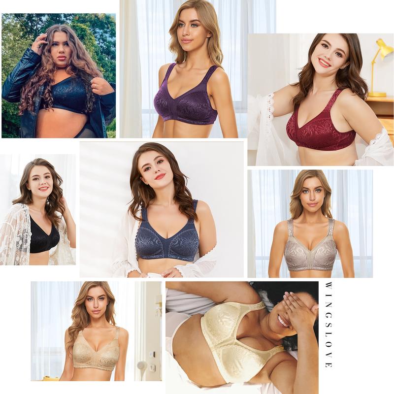 Vibecurve® Full Coverage Non Padded Wireless Bra Plus Size Minimizer Bras