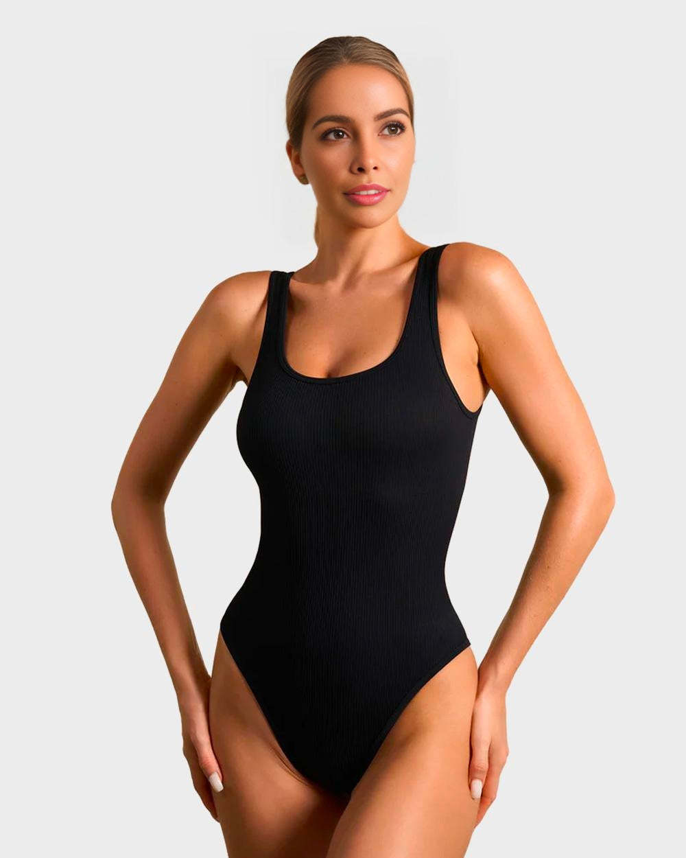Vibecurve® Wide Strap Backless Thong Bodysuit