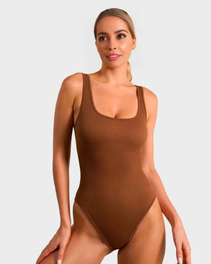 Vibecurve® Wide Strap Backless Thong Bodysuit