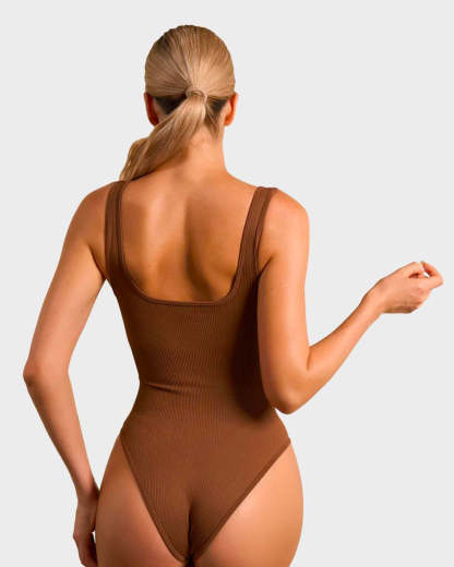Vibecurve® Wide Strap Backless Thong Bodysuit