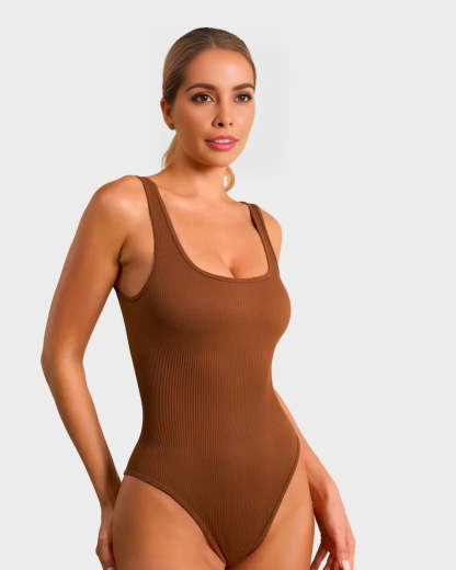 Vibecurve® Wide Strap Backless Thong Bodysuit