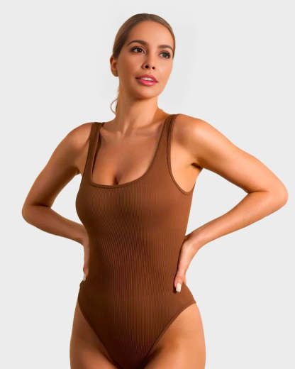 Vibecurve® Wide Strap Backless Thong Bodysuit