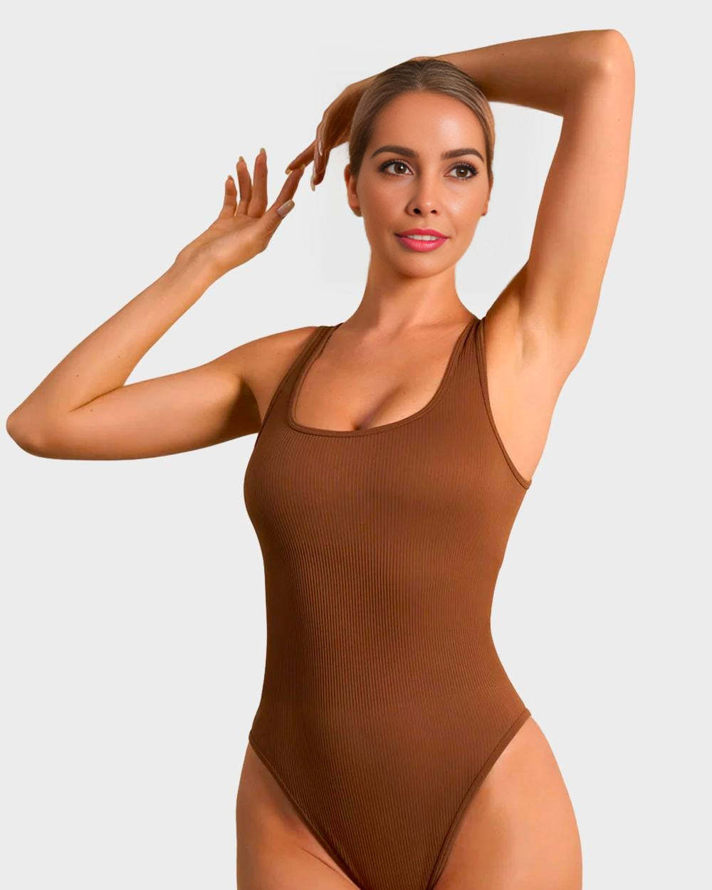 Vibecurve® Wide Strap Backless Thong Bodysuit