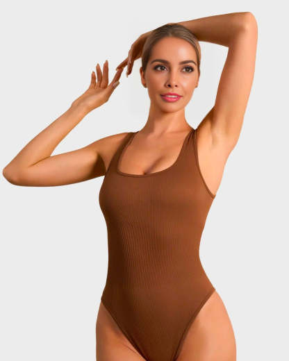 Vibecurve® Wide Strap Backless Thong Bodysuit
