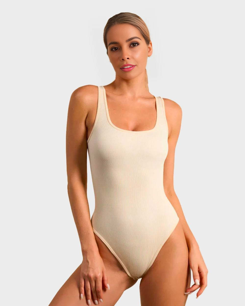 Vibecurve® Wide Strap Backless Thong Bodysuit