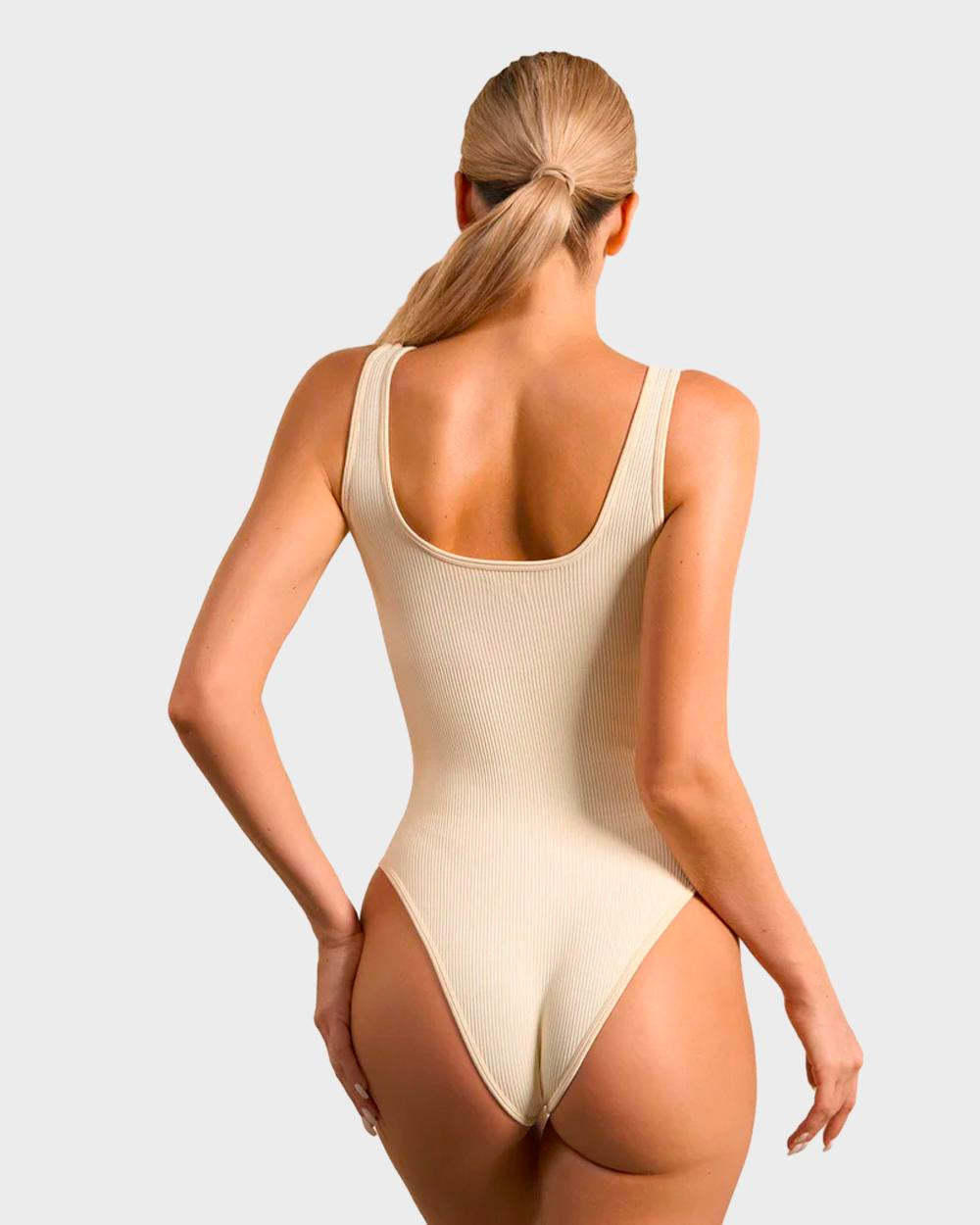 Vibecurve® Wide Strap Backless Thong Bodysuit