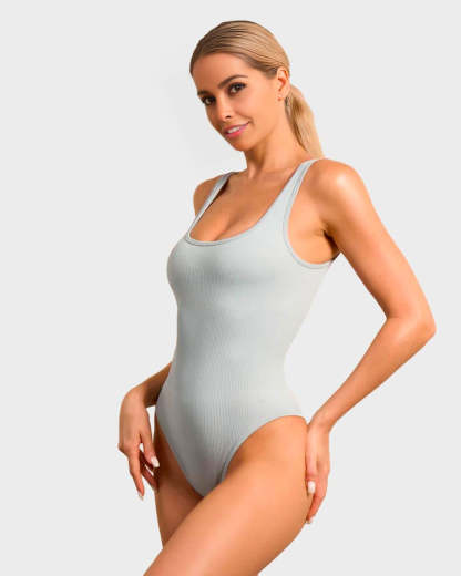 Vibecurve® Wide Strap Backless Thong Bodysuit