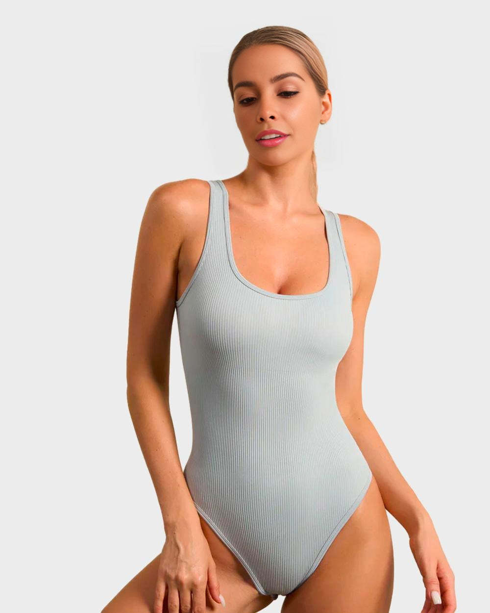 Vibecurve® Wide Strap Backless Thong Bodysuit