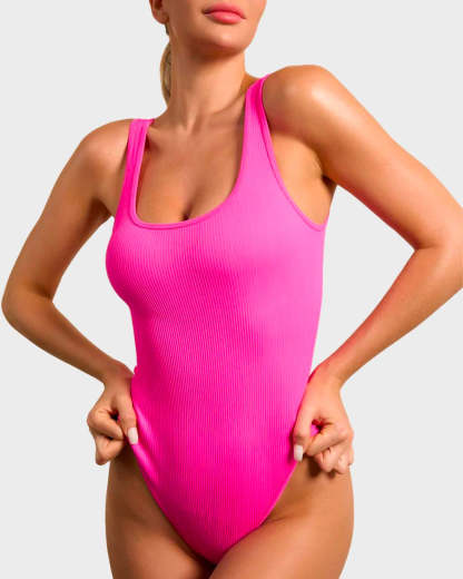 Vibecurve® Wide Strap Backless Thong Bodysuit