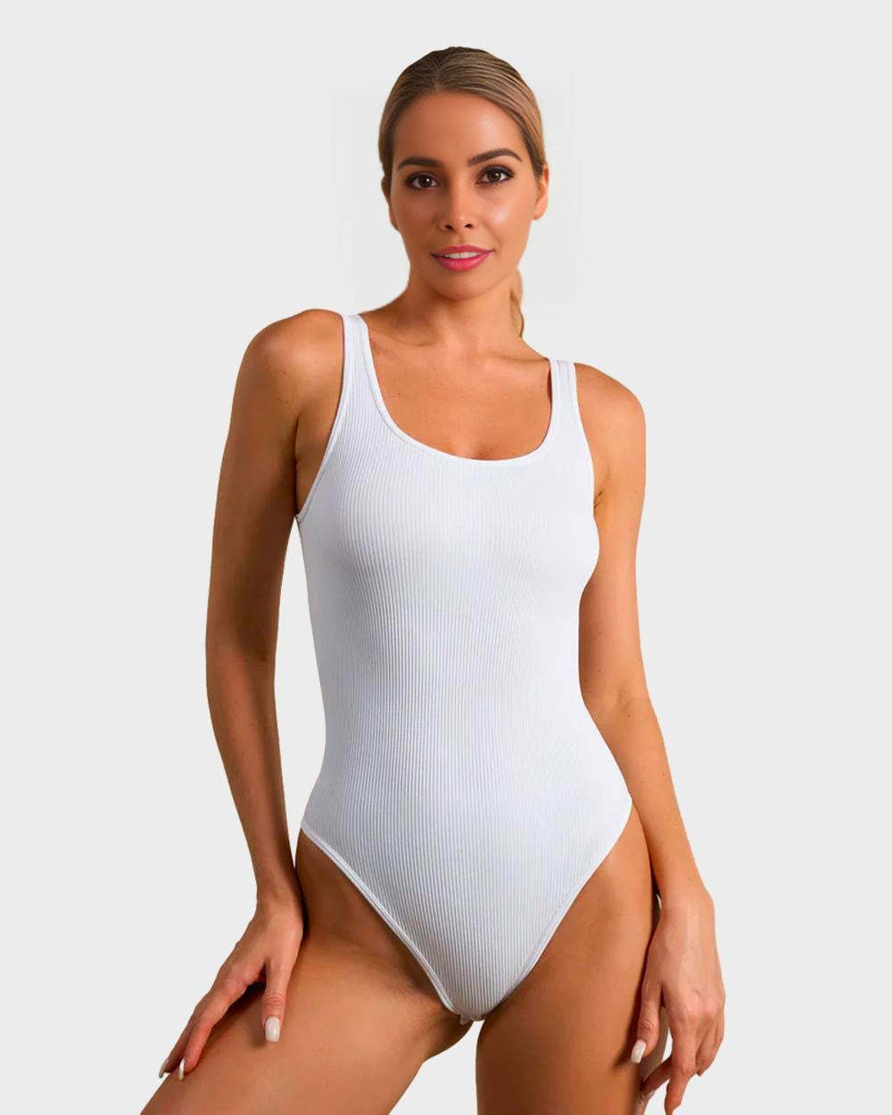 Vibecurve® Wide Strap Backless Thong Bodysuit