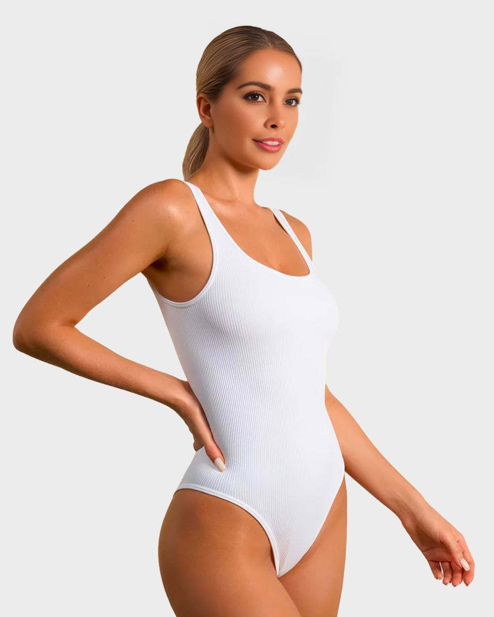 Vibecurve® Wide Strap Backless Thong Bodysuit