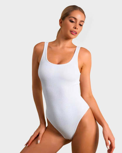 Vibecurve® Wide Strap Backless Thong Bodysuit