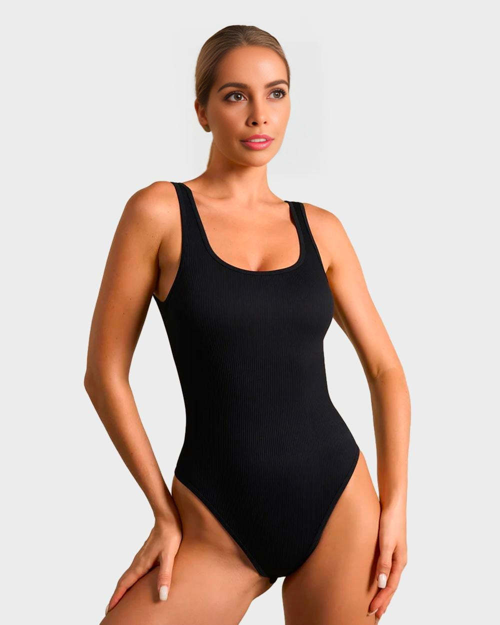 Vibecurve® Wide Strap Backless Thong Bodysuit