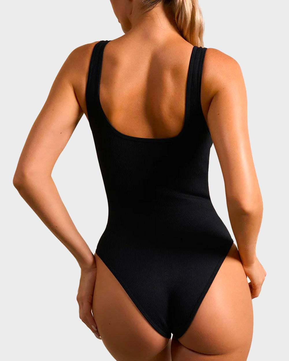 Vibecurve® Wide Strap Backless Thong Bodysuit