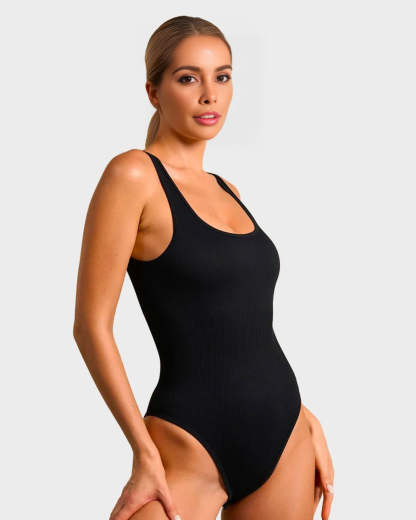 Vibecurve® Wide Strap Backless Thong Bodysuit