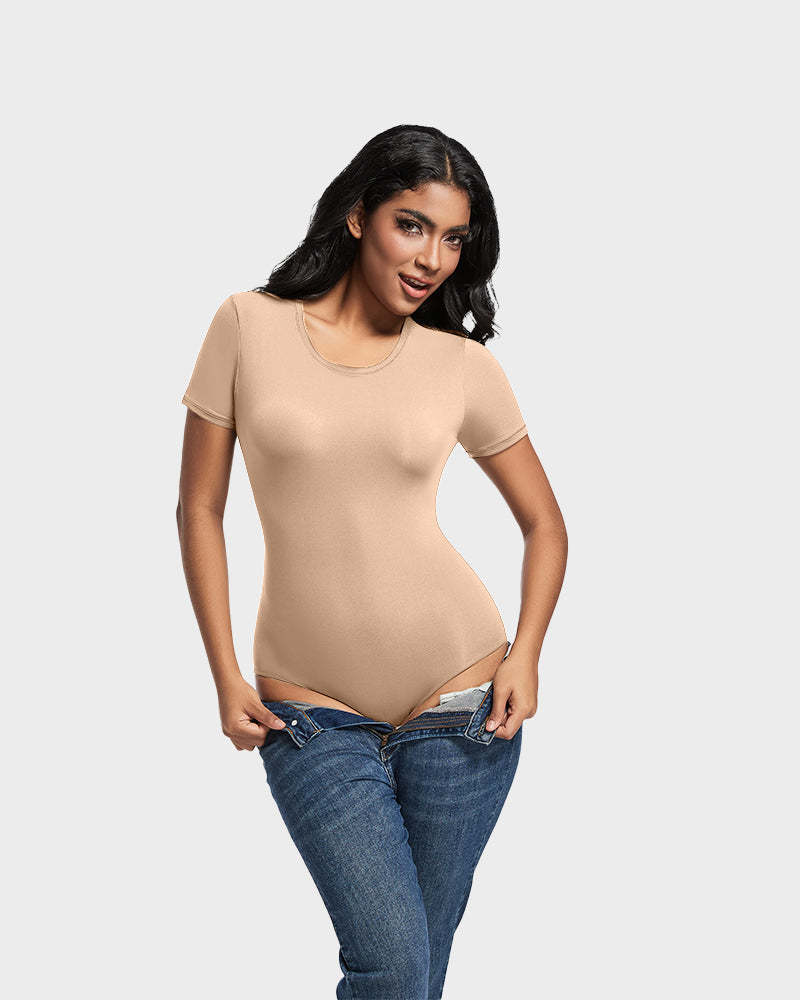 Vibecurve® Comfy Sculpt Round Neck T-Shirt Bodysuit