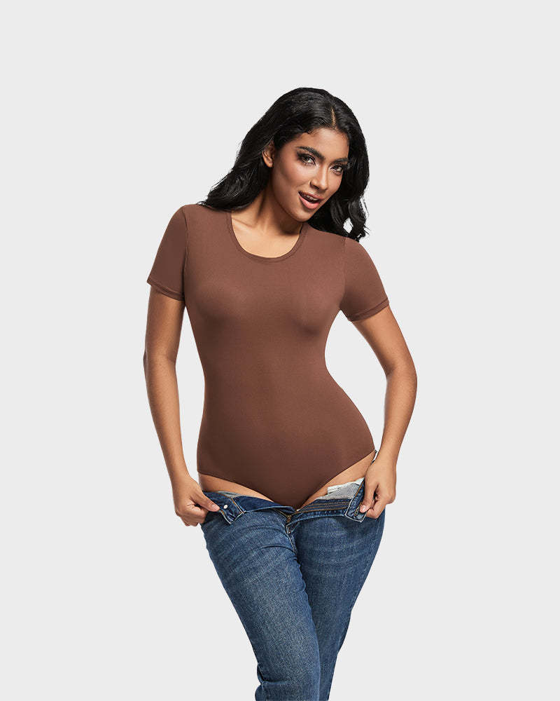 Vibecurve® Comfy Sculpt Round Neck T-Shirt Bodysuit