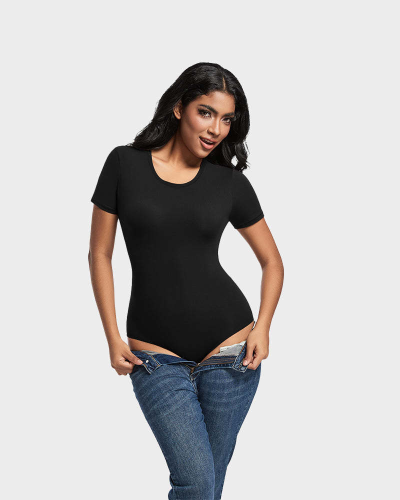 Vibecurve® Comfy Sculpt Round Neck T-Shirt Bodysuit