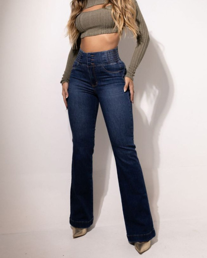 Skinny Flared Jeans With Elastic Waistband (Pre-Sale)