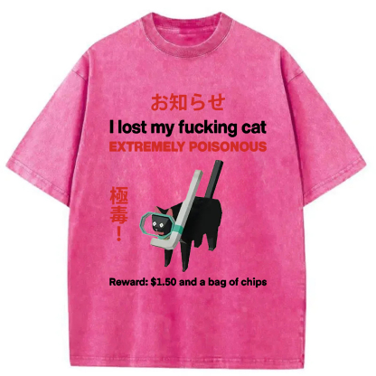 Tokyocanvas Find The Toxic Cat Funny Washed T-Shirt