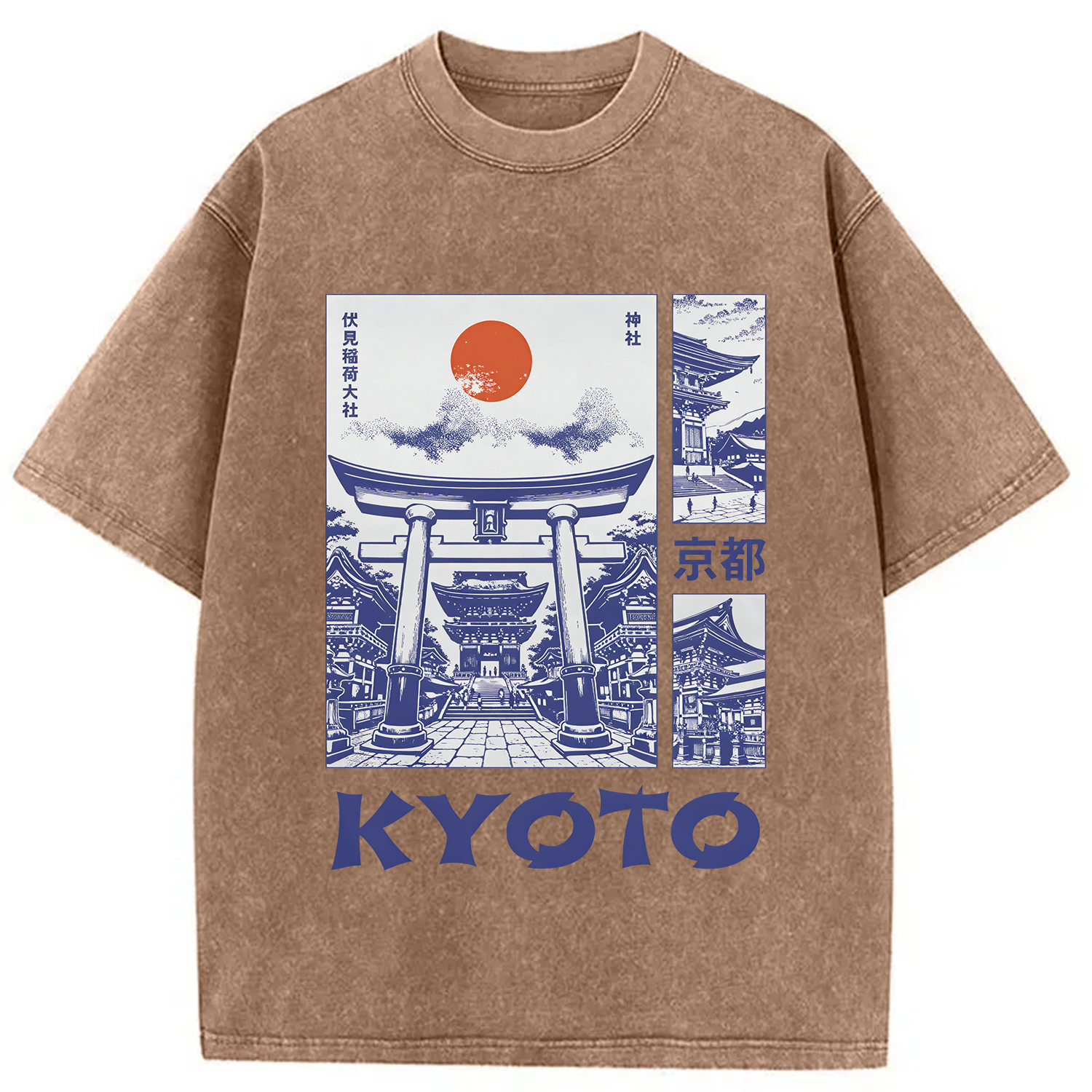Tokyocanvas Kyoto Japan Travel Washed T-Shirt