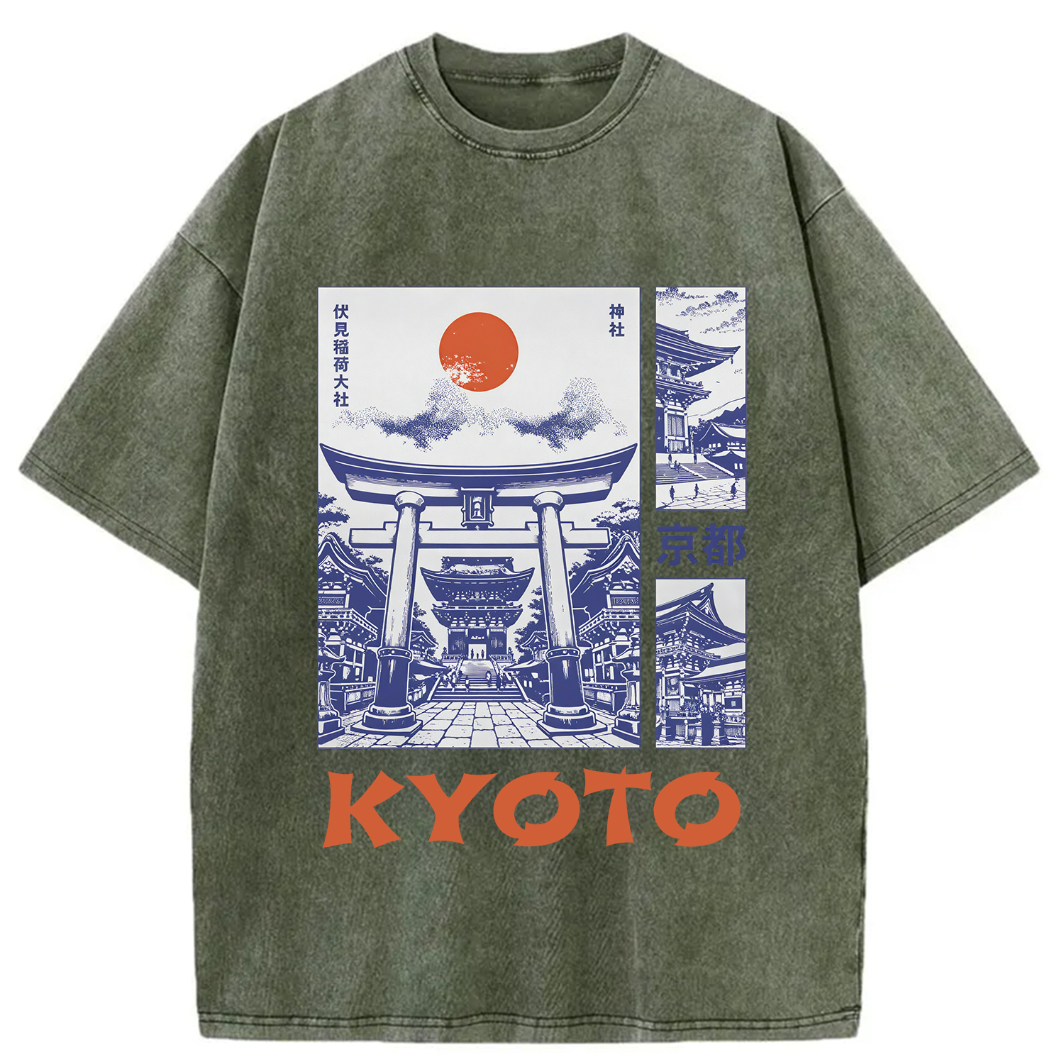 Tokyocanvas Kyoto Japan Travel Washed T-Shirt