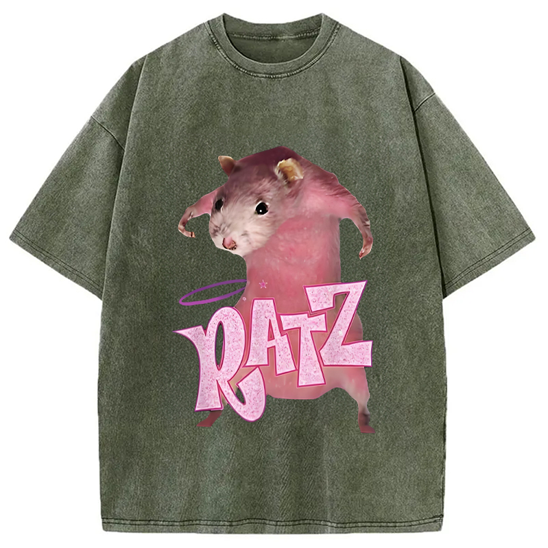Tokyocanvas Funny Ratt Pink RATZ Washed T-Shirt