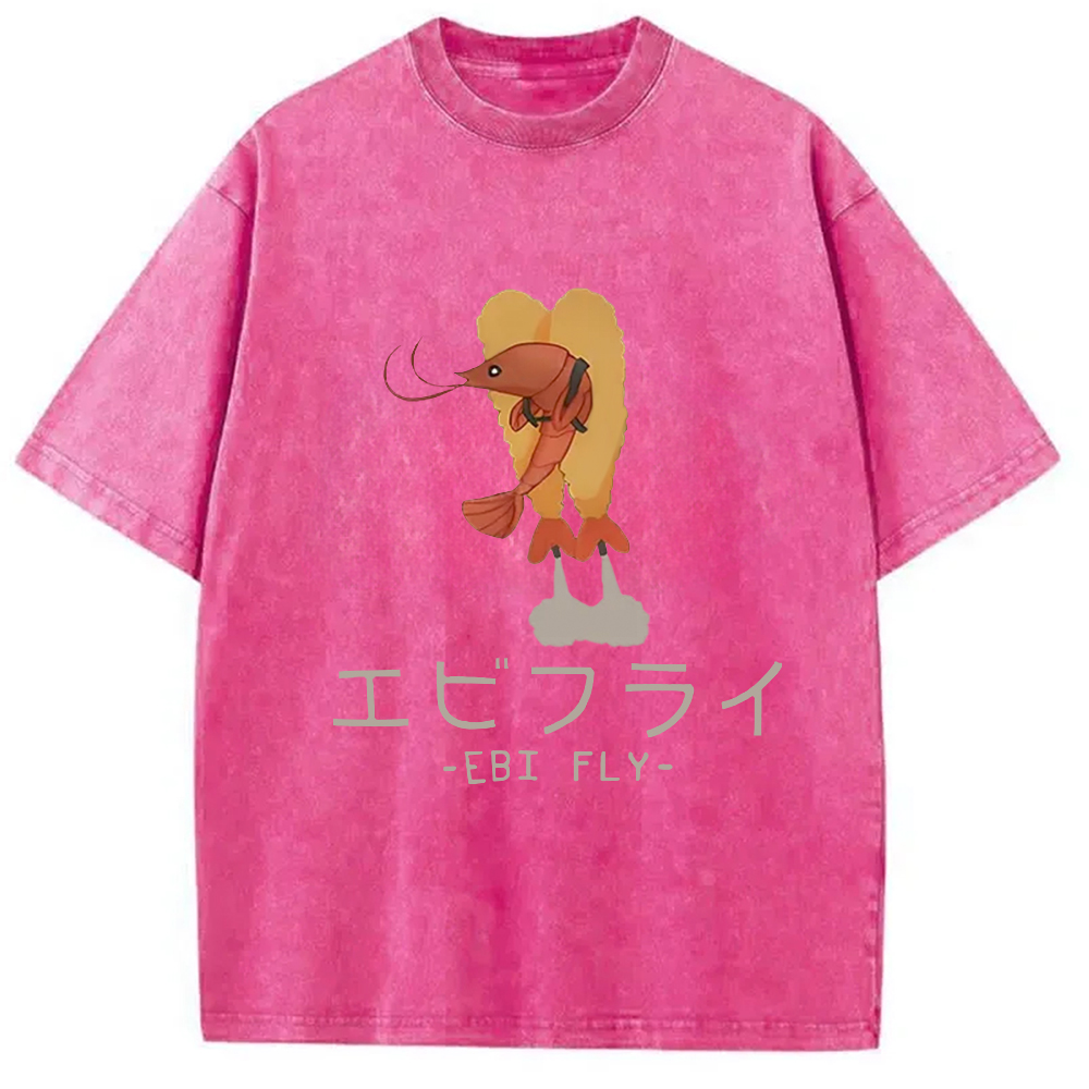 Tokyocanvas Yummy Fried shrimp Washed T-Shirt