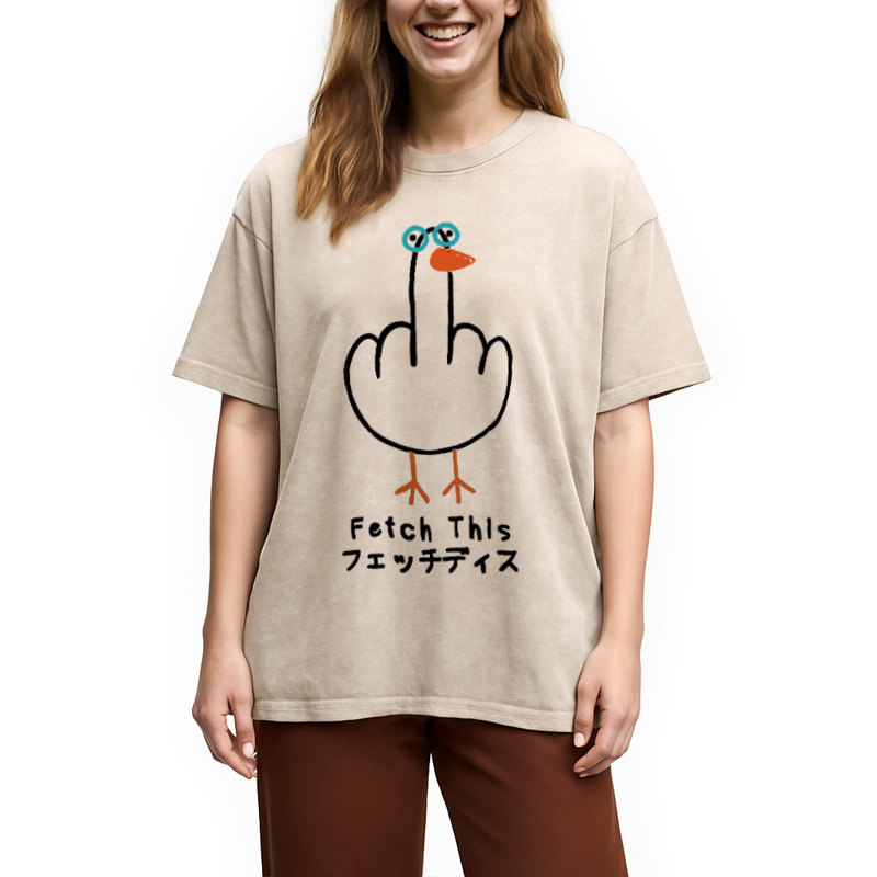 Tokyocanvas Funny Middle Finger Goose Washed T-Shirt