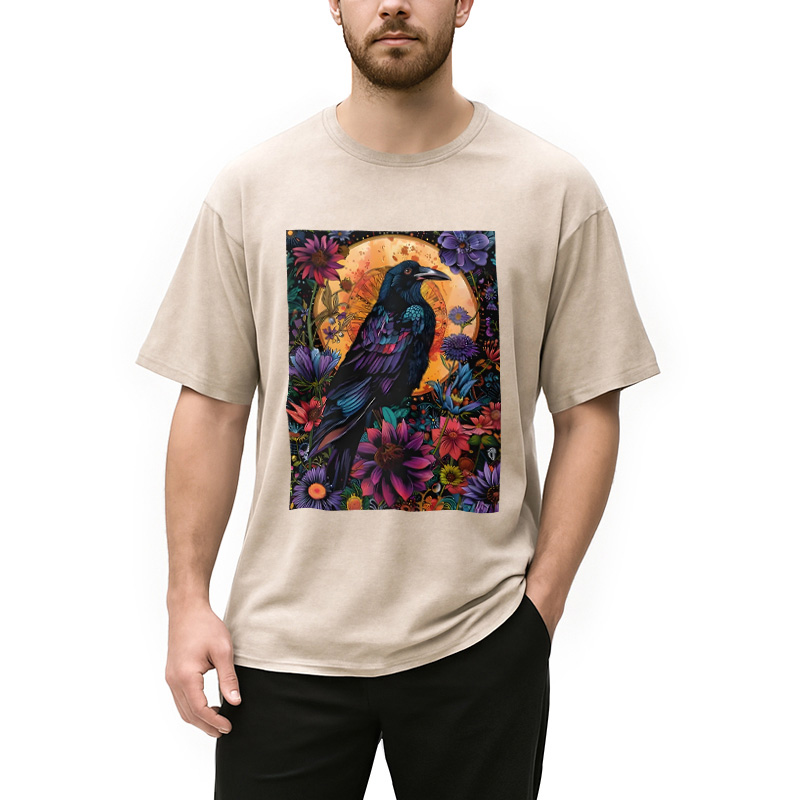 Tokyocanvas Mandala Crow Washed T-Shirt