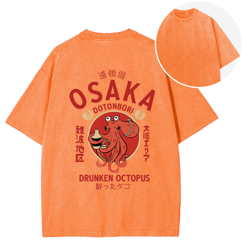 Tokyocanvas Drunken Octopus Japan Back Washed T-Shirt