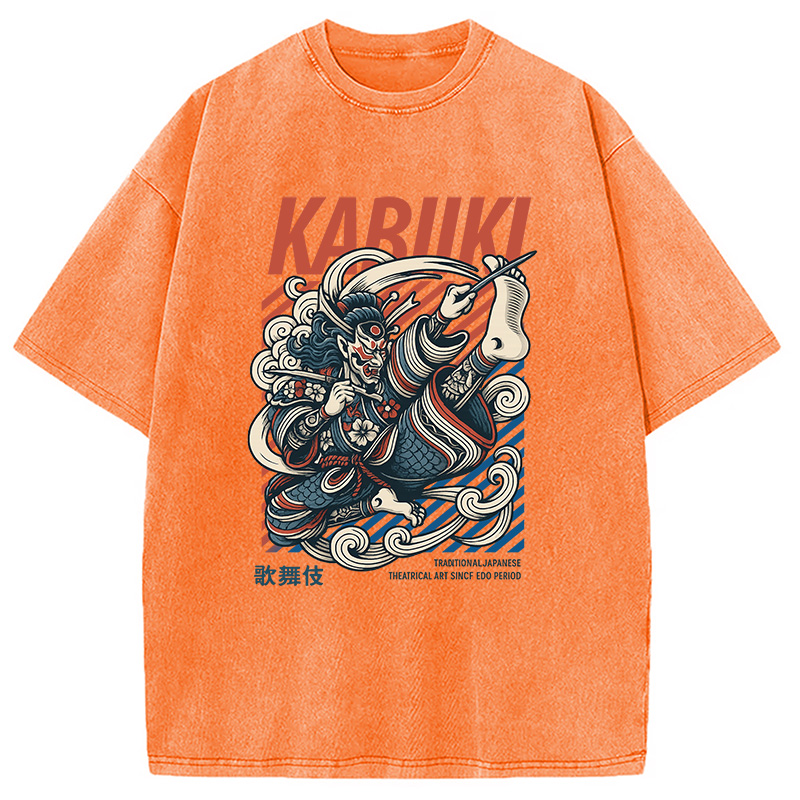 Tokyocanvas Kabuki Japanese Art Washed T-Shirt