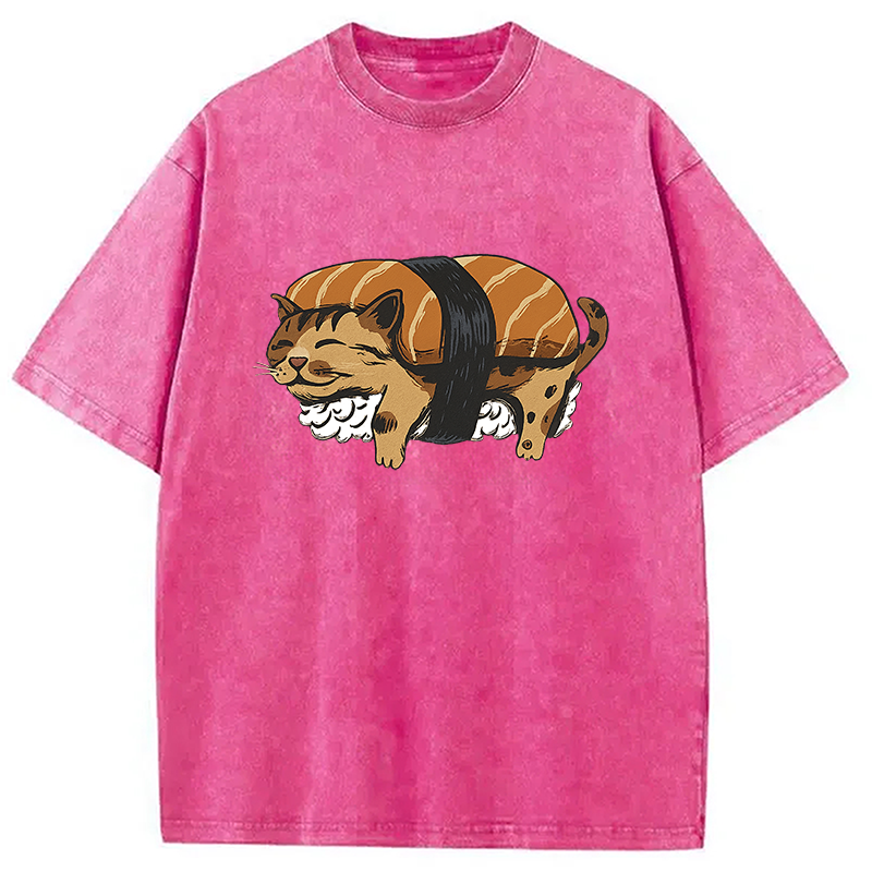 Tokyocanvas Nigiri Sushi With Cat Filling Washed T-Shirt