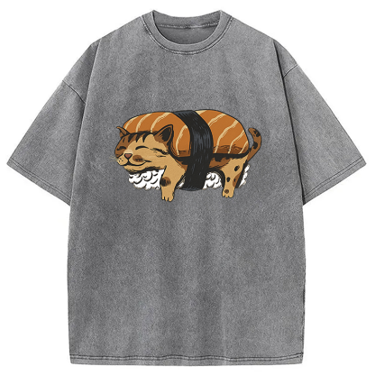 Tokyocanvas Nigiri Sushi With Cat Filling Washed T-Shirt