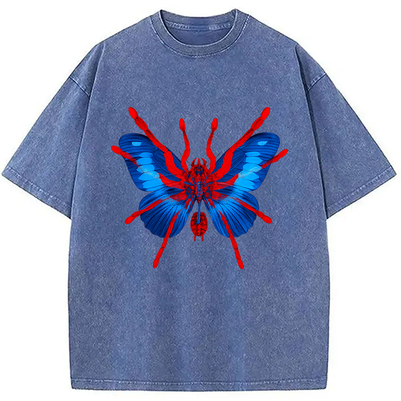 Tokyocanvas Japanese Art Blue Hallucinogenic Butterfly Washed T-Shirt