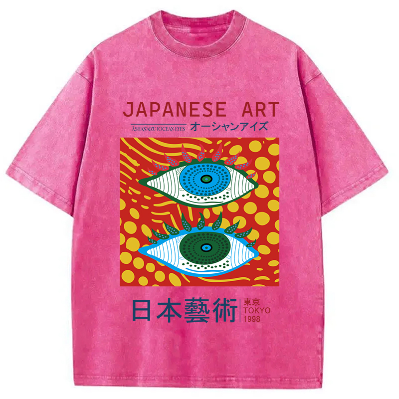 Tokyocanvas Japanese Art Ocean Eyes Washed T-Shirt