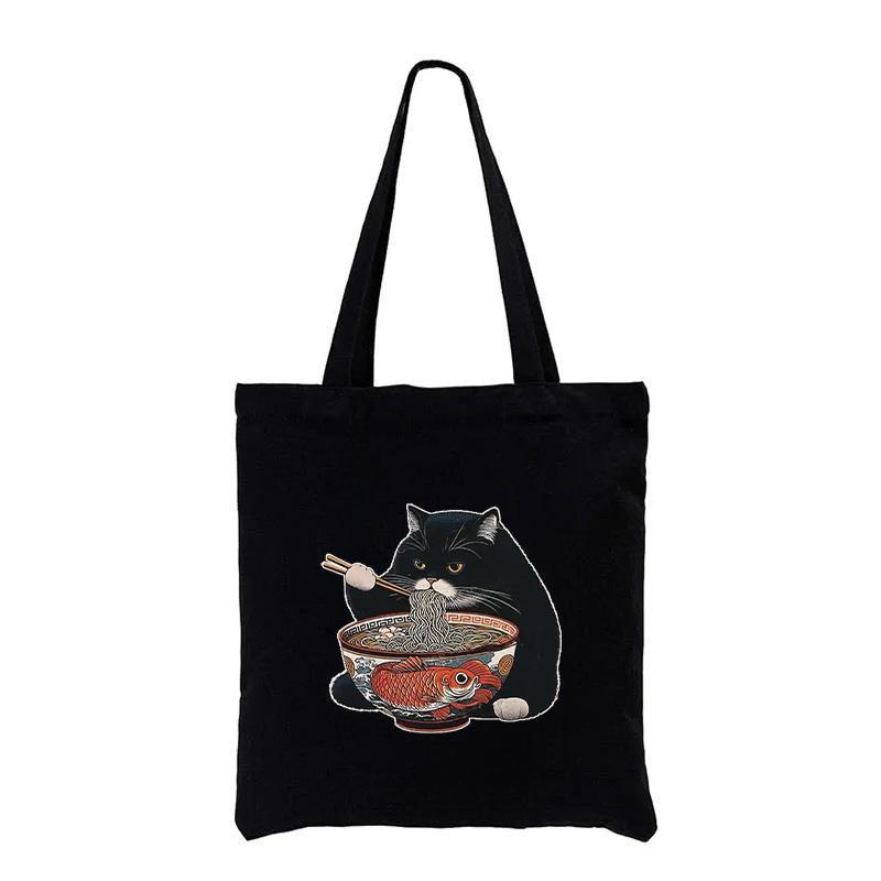 Tokyocanvas Fat Cat Eating Ramen Tote Bag