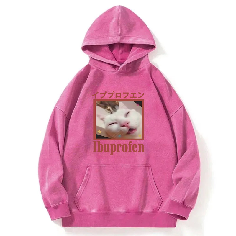 Tokyocanvas Ibuprofen Meme Cat Washed Hoodie