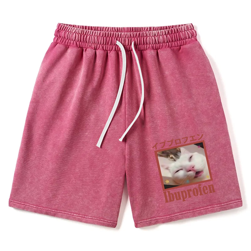 Tokyocanvas Ibuprofen Meme Cat Washed Short