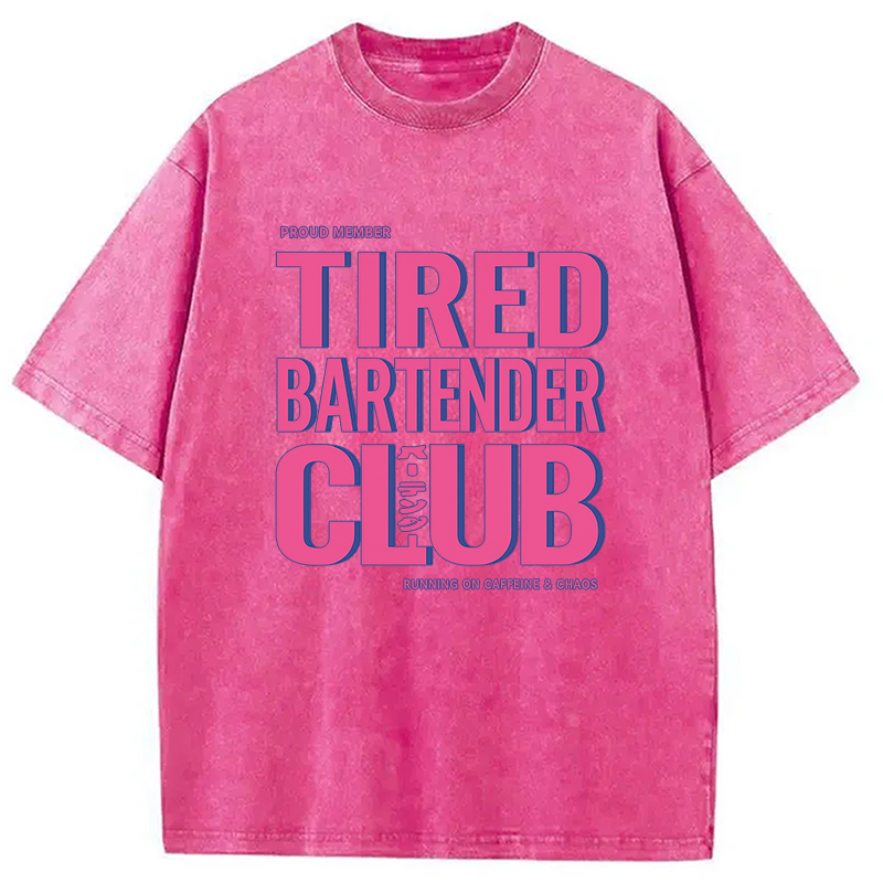 Tokyocanvas Tired Bartender Club Japanese Katakana Vintage Washed T-Shirt